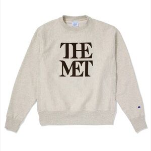 Champion Cream Crewneck Sweatshirt with Brown 'THE MET' Logo NWT Size XL Unisex